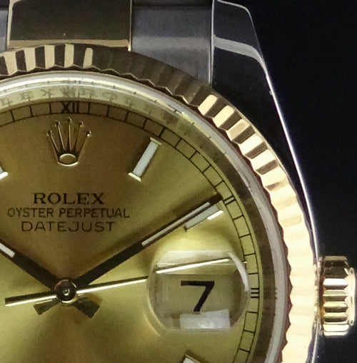 ROLEX Rehaut 18kt Gold & Stainless Steel DateJust 36mm Champagne Index Model 116233