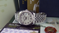 Rolex White Gold & Stainless Steel Datejust Cream Jubilee Arabic Dial Model 116234