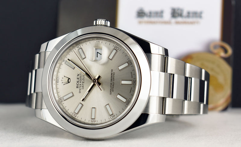 ROLEX 41mm Stainless Steel DateJust II Silver Index Dial Model 116300