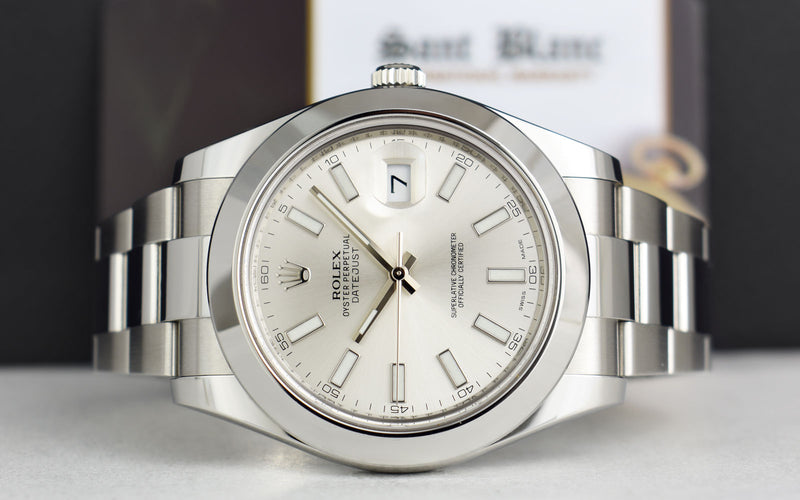 ROLEX 41mm Stainless Steel DateJust II Silver Index Dial Model 116300