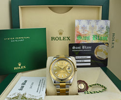 ROLEX Mens 18kt Gold & Stainless Steel DateJust II Champagne Index 