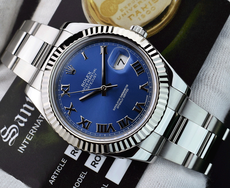 Rolex 116334 blue sales dial