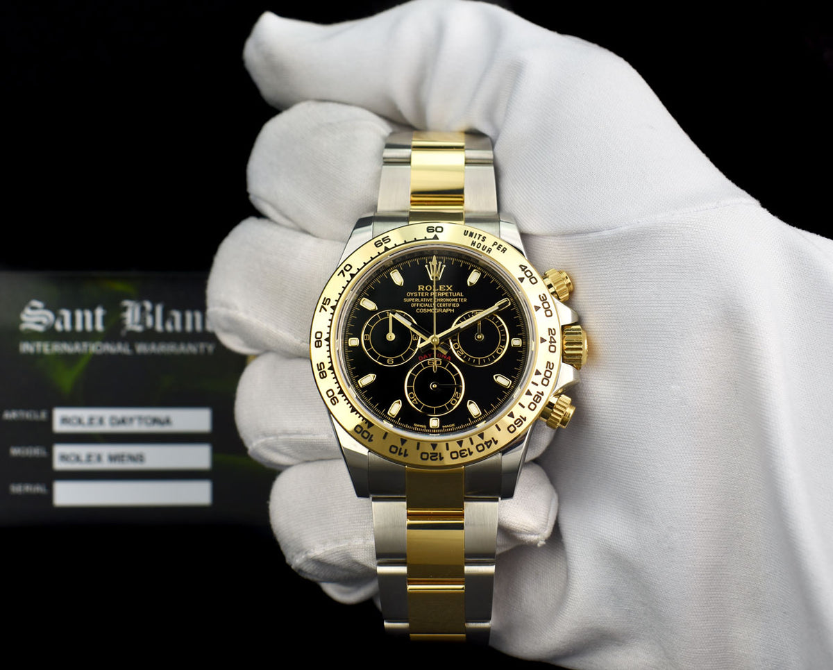 ROLEX 18kt Gold & Stainless Steel Daytona Black Index Dial Model