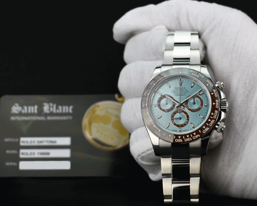 ROLEX Platinum Daytona Ice Blue Dial Chestnut Brown Bezel Model 116506