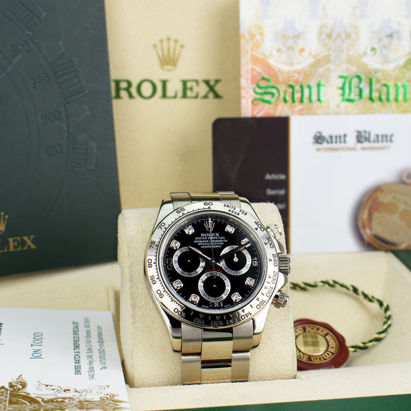 ROLEX REHAUT 40mm White DAYTONA Diamond Dial Model 116509 – Sant Blanc