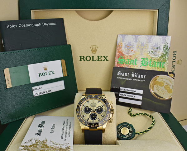 ROLEX 40mm 18kt Gold Daytona on Rubber Strap Champagne Paul Newman Model 116518LN