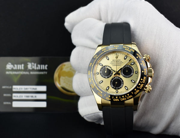ROLEX 40mm 18kt Gold Daytona on Rubber Strap Champagne Paul Newman Model 116518LN