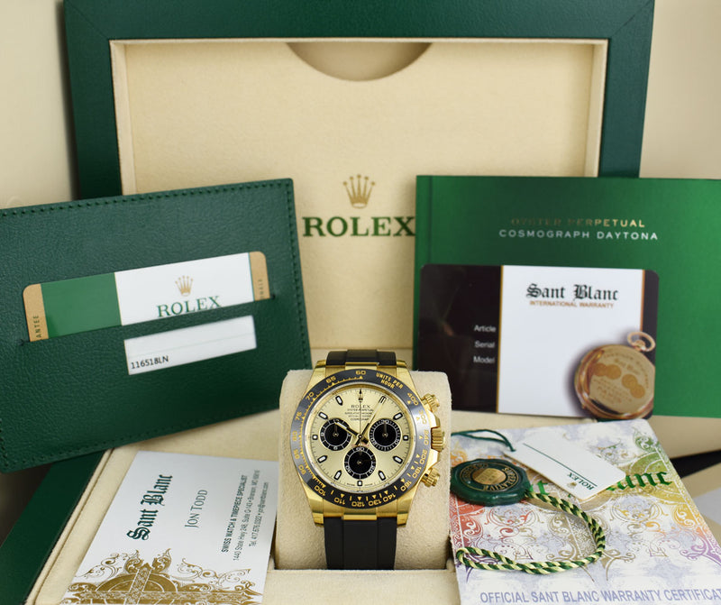 ROLEX 40mm 18kt Gold Daytona Oysterflex Strap Champagne Paul Newman Model 116518LN