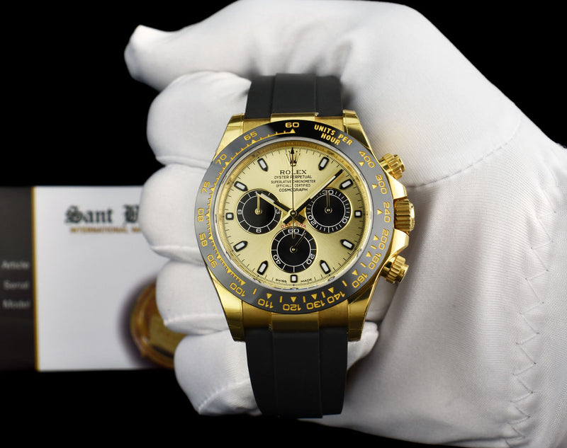 ROLEX 40mm 18kt Gold Daytona Oysterflex Strap Champagne Paul Newman Model 116518LN