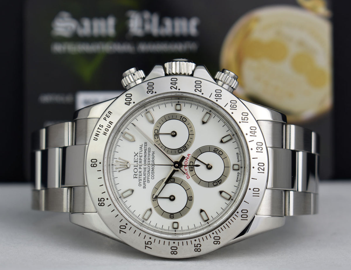 ROLEX 40mm Mens Stainless Steel Daytona White Index Dial Model