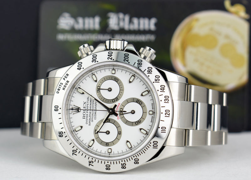 ROLEX 40mm Stainless Steel Daytona White Index Dial Model 116520