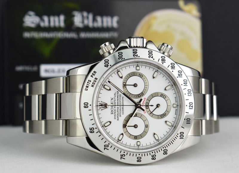 ROLEX 40mm Stainless Steel Daytona White Index Dial Model 116520