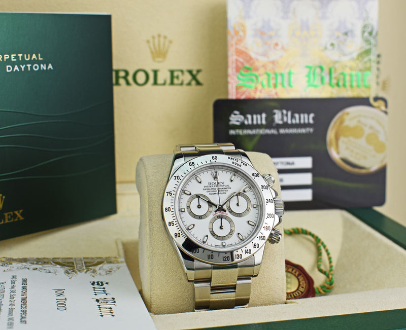 ROLEX 40mm Stainless Steel Daytona White Index Dial Model 116520