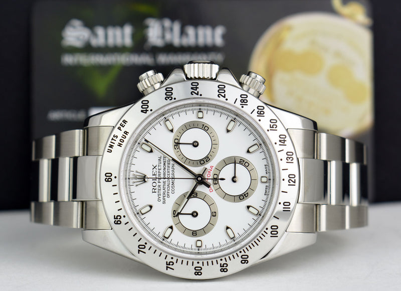 ROLEX 40mm Stainless Steel Daytona White Index Dial Model 116520