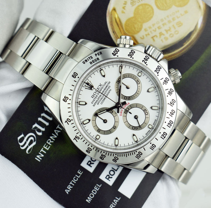 ROLEX 40mm Stainless Steel Daytona White Index Dial Model 116520