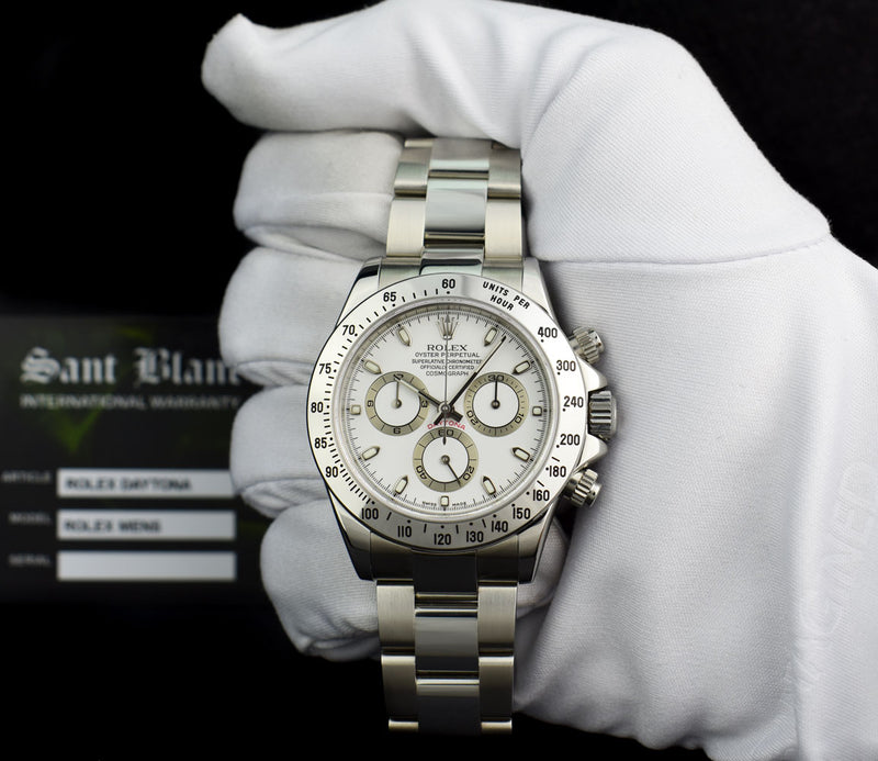 ROLEX 40mm Stainless Steel Daytona White Index Dial Model 116520