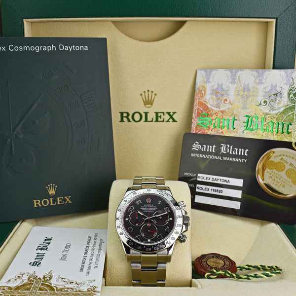 ROLEX 40mm Mens Stainless Steel Daytona Black Arabic 
