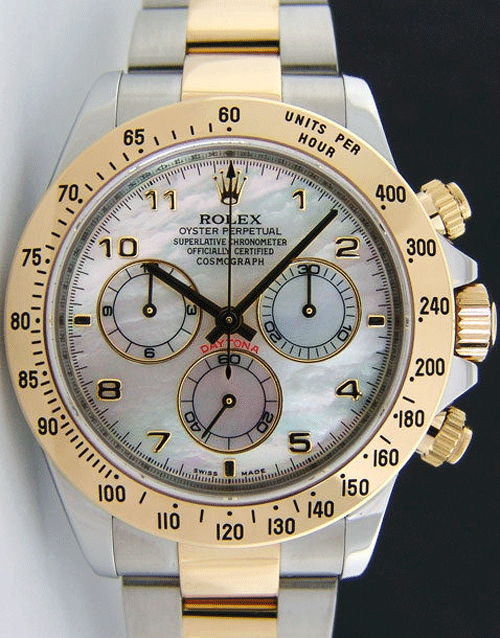 ROLEX 40mm 18kt Gold Stainless Steel Daytona Mother of Pearl