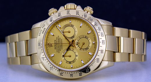 ROLEX 40mm Mens 18kt Yellow Gold Daytona Champagne Index Dial Model 116528