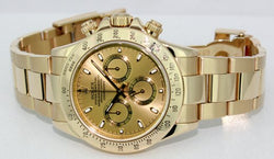 ROLEX 40mm Mens 18kt Yellow Gold Daytona Champagne Index Dial Model 116528