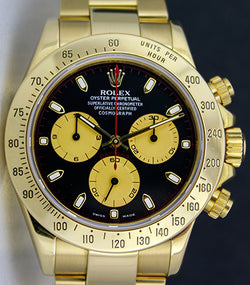 ROLEX Mens 40mm 18kt Yellow Gold Daytona Black Paul Newman Dial Model 116528