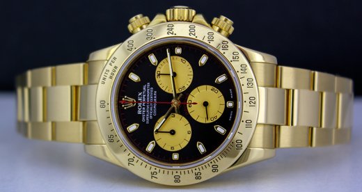 ROLEX Mens 40mm 18kt Yellow Gold Daytona Black Paul Newman Dial Model 116528