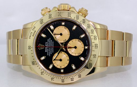 ROLEX Mens 40mm 18kt Yellow Gold Daytona Black Paul Newman Dial Model 116528