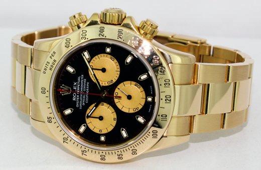 ROLEX Mens 40mm 18kt Yellow Gold Daytona Black Paul Newman Dial Model 116528