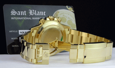ROLEX Mens 18kt Gold Daytona White Panda Arabic Dial Fat Buckle