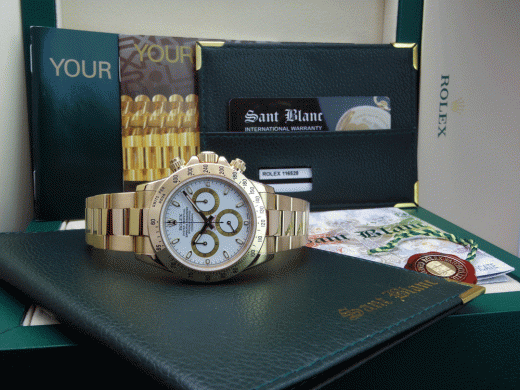 ROLEX Rehaut 40mm 18kt Yellow Gold Daytona White Index Dial Model 116528