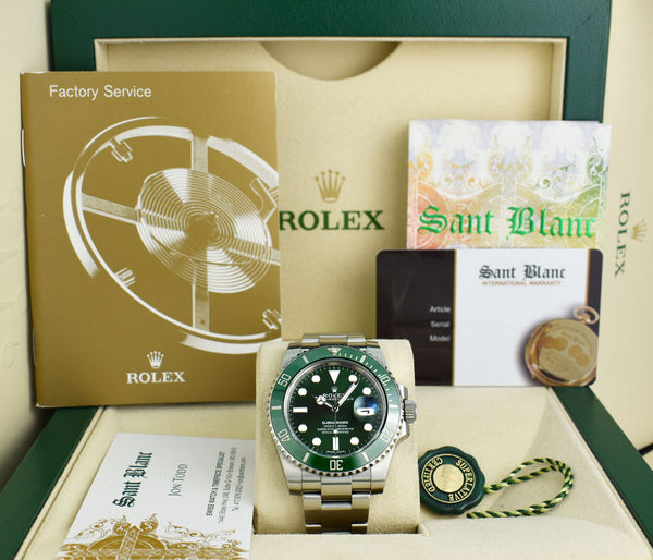 ROLEX 40mm Stainless Steel Submariner Green Dial - Ceramic Bezel - Hulk -  Model 116610LV