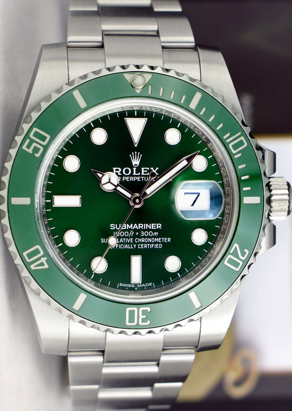 ROLEX 40mm Stainless Steel Submariner Green Dial - Ceramic Bezel - Hulk -  Model 116610LV