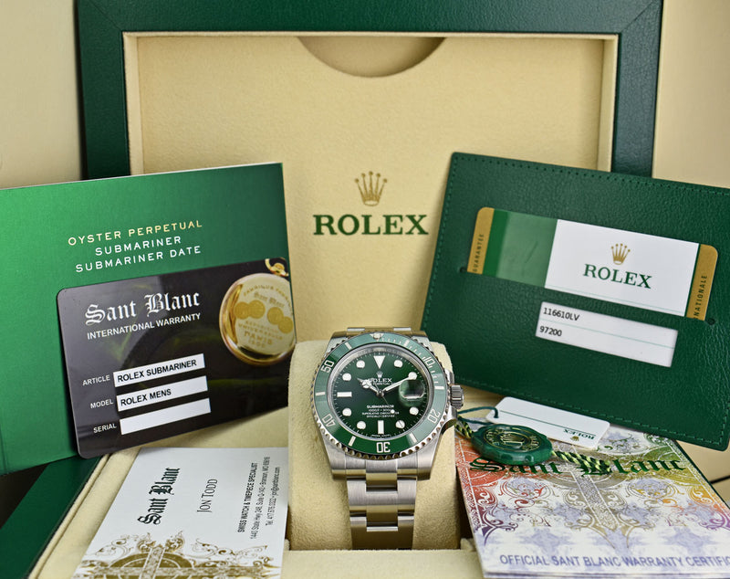 ROLEX The "Hulk" 40mm Stainless Steel Ceramic Submariner Green Dial Model 116610 LV