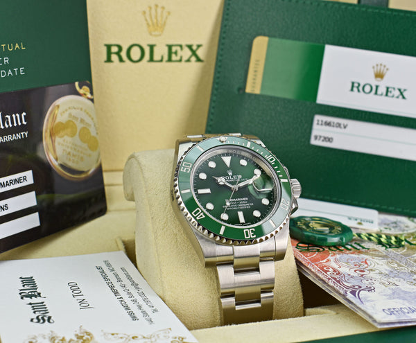 ROLEX The "Hulk" 40mm Stainless Steel Ceramic Submariner Green Dial Model 116610 LV