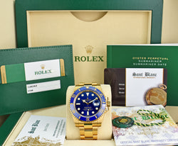 ROLEX 18kt Gold Submariner Blue Dial Model 116618LB