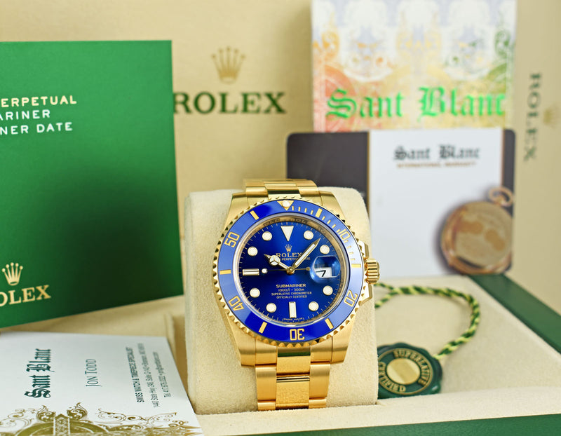 ROLEX 18kt Gold Submariner Blue Dial Model 116618LB