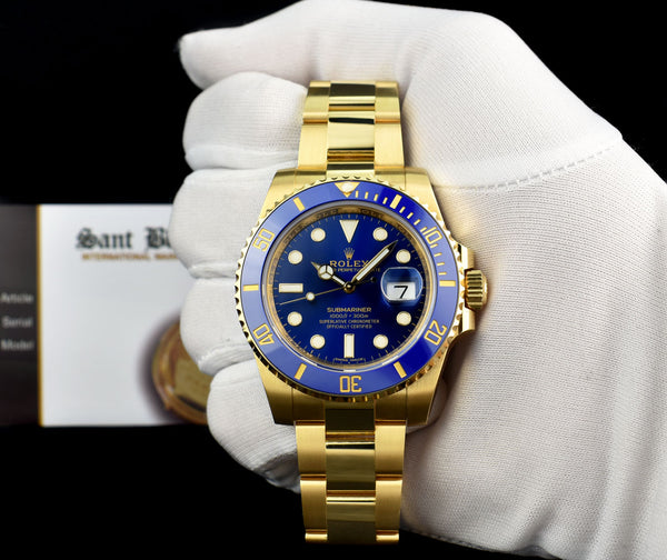 ROLEX 18kt Gold Submariner Blue Dial Model 116618LB