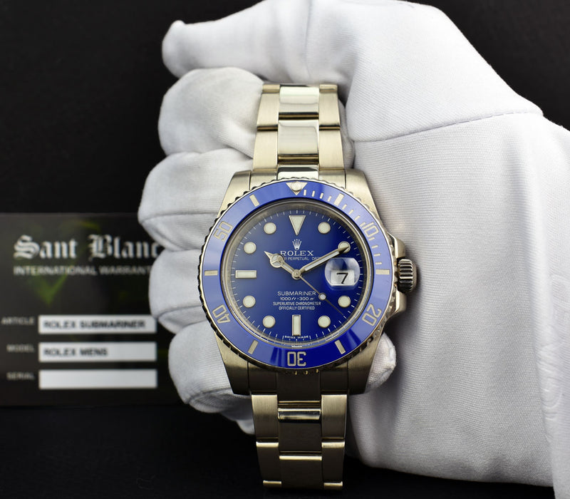 Rolex Submariner White Gold with Ceramic Blue Bezel 116619