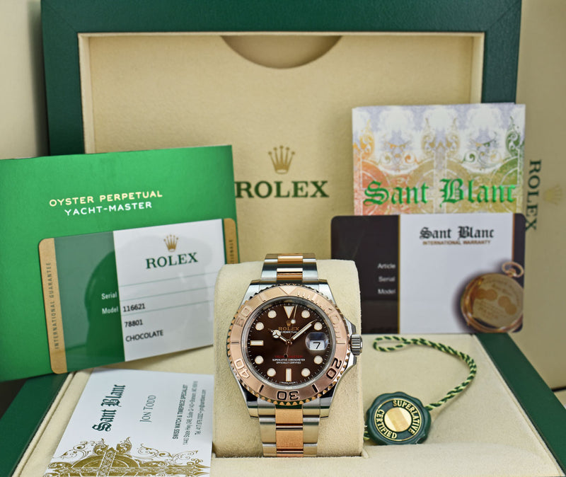 ROLEX 18kt Rose Gold & Stainless Steel Yachtmaster Chocolate Dial Model 116621