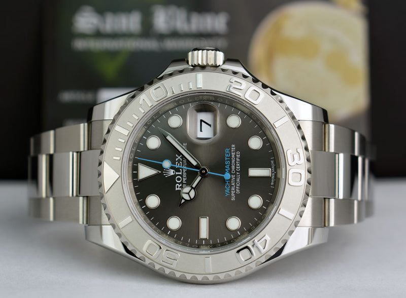 ROLEX 40mm Platinum & Stainless Steel Yachtmaster Rhodium Dial Model 116622