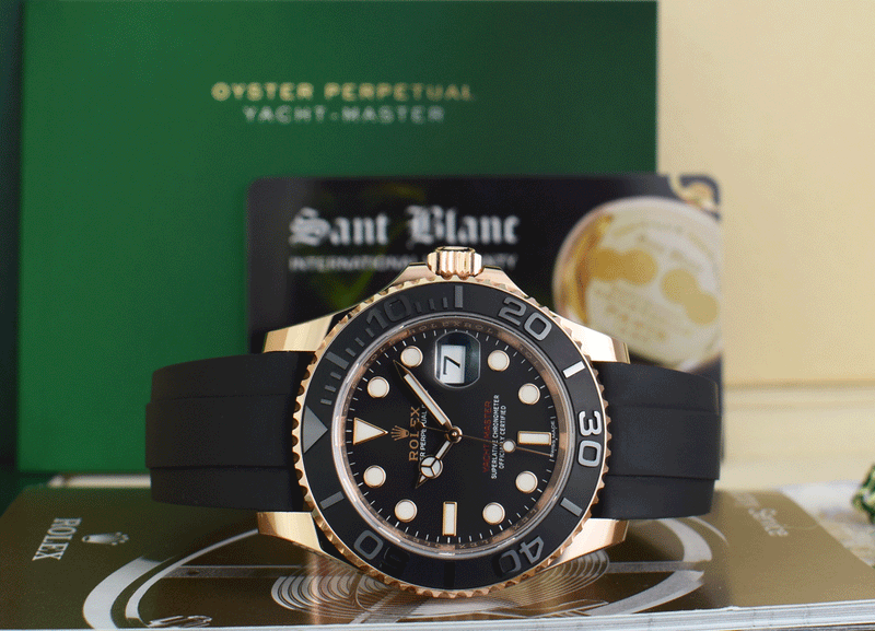 ROLEX 18kt RoseGold YachtMaster 40mm OysterFlex Rubber Strap