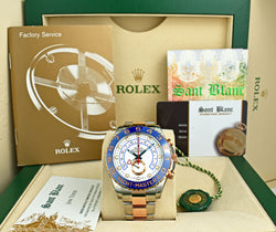 ROLEX 18kt Rose Gold & Stainless Steel YachtMaster II Blue Hands Model 116681