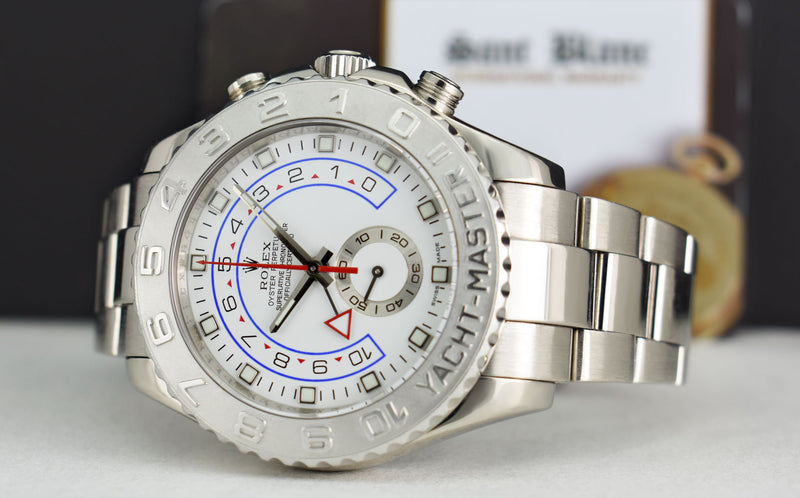 ROLEX 44mm 18kt White Gold Yachtmaster II White Dial White Gold Hands Model 116689