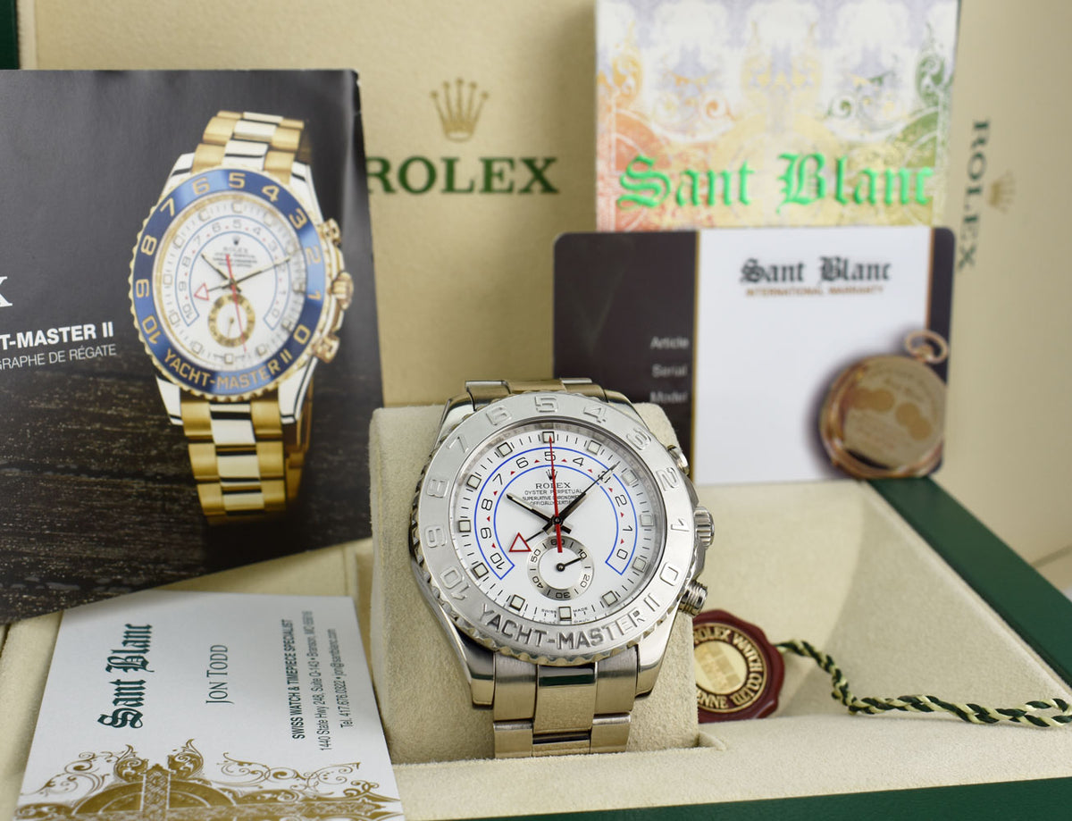 ROLEX 44mm 18kt White Gold Yachtmaster II White Dial White Gold