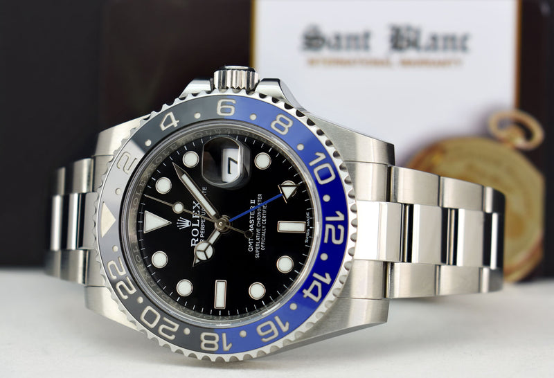 ROLEX 40mm Stainless Steel GMT Master II Blue Black BATMAN Bezel