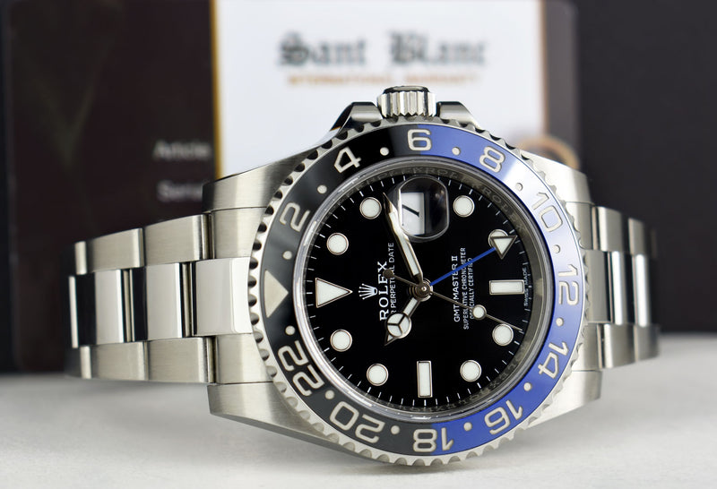 ROLEX 40mm Stainless Steel GMT Master II Blue Black BATMAN Bezel