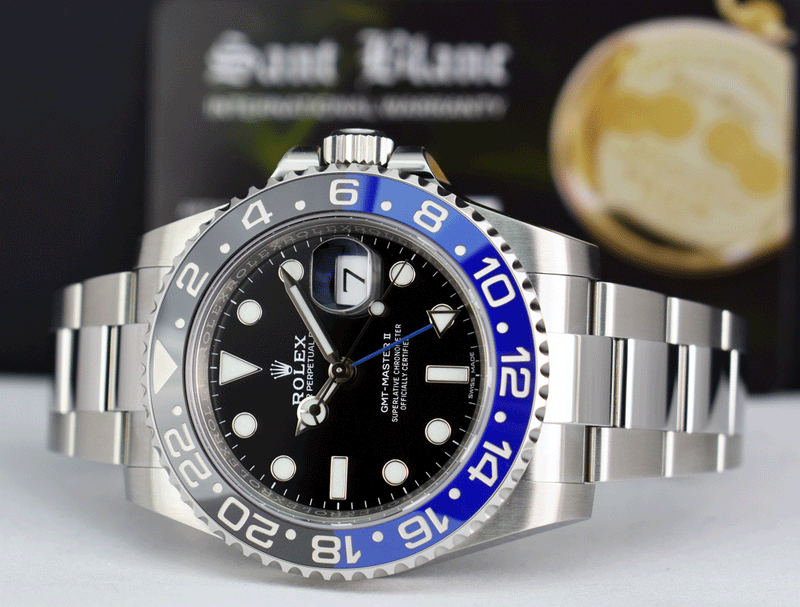 ROLEX 40mm Stainless GMT Master II Blue Black "BATMAN" Model 116710 BLNR