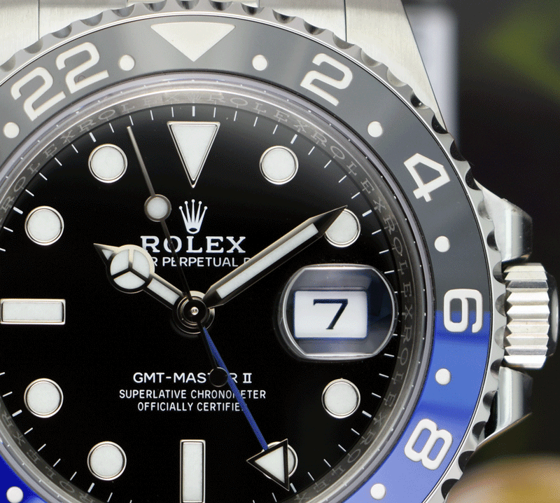 ROLEX 40mm Stainless GMT Master II Blue Black
