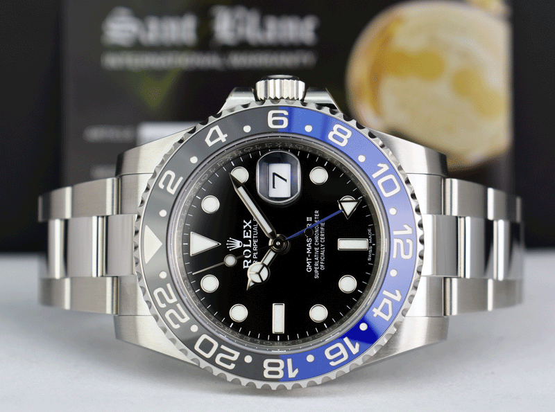ROLEX 40mm Stainless GMT Master II Blue Black