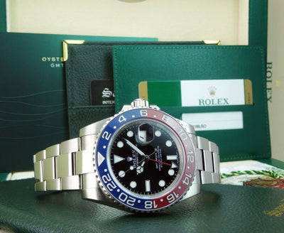 ROLEX White Gold GMT Master II Blue Red